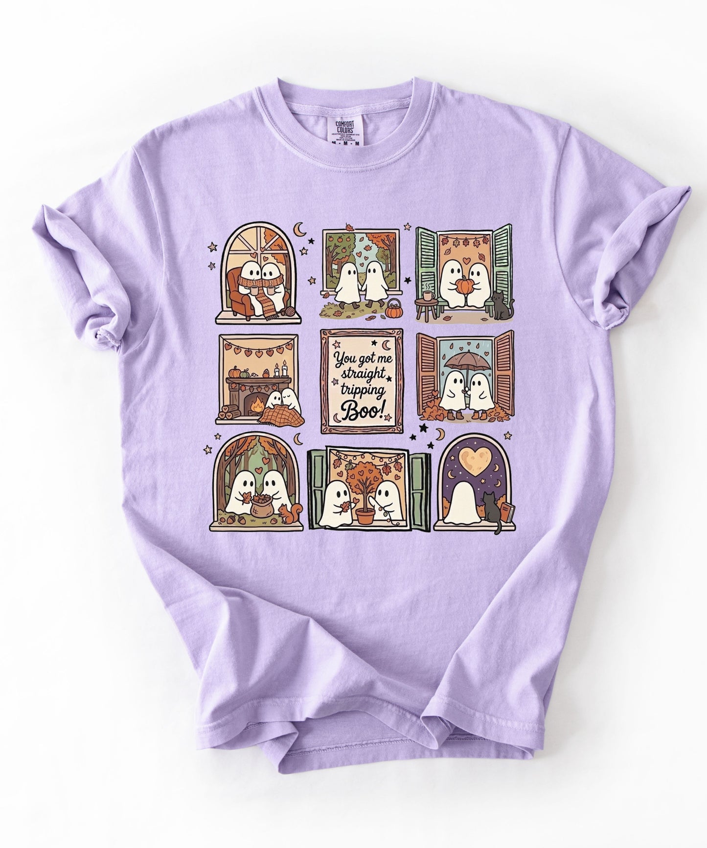 Orchid unisex ghost graphic tee - You Got Me Straight Tripping Boo print