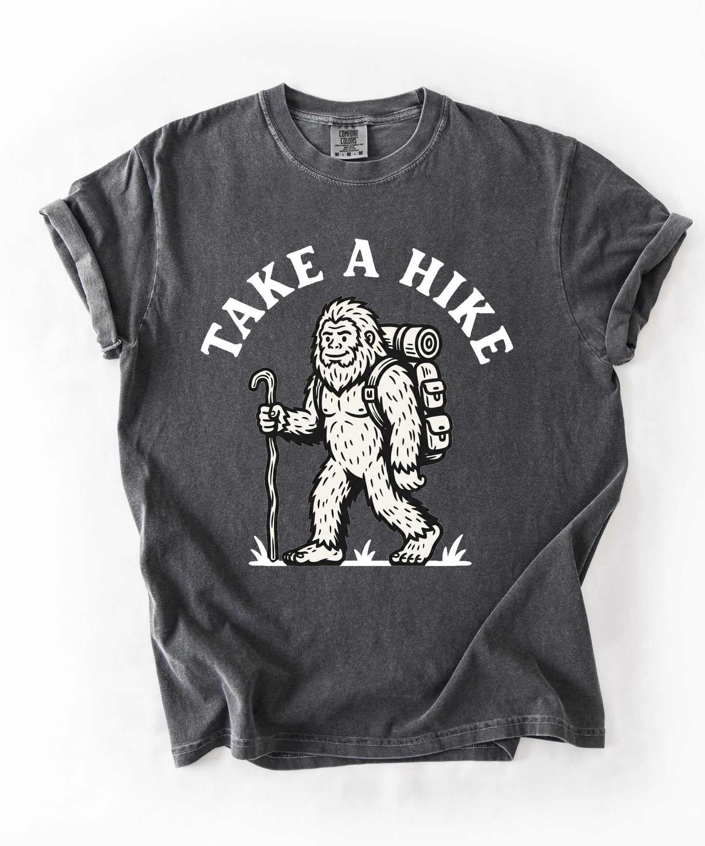 Take a Hike T-Shirt in Pepper — Bigfoot hiking graphic tee