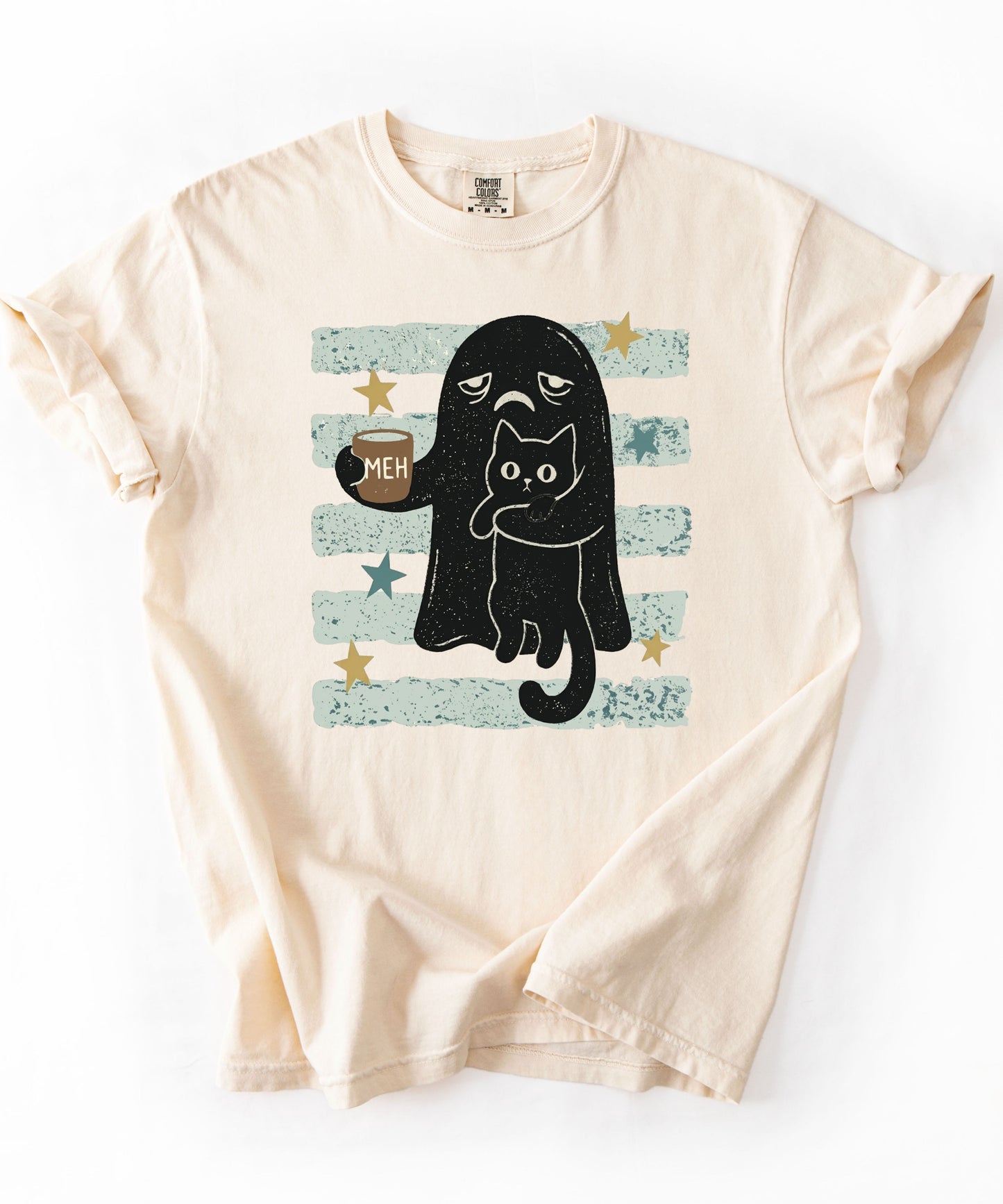 Grumpy Ghost & Black Cat Graphic Tee