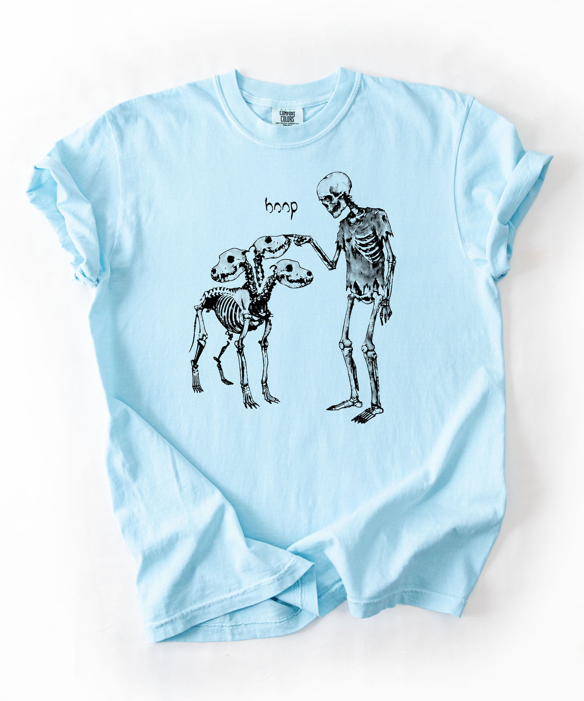 Chambray garment-dyed Boop Skeleton Cerberus graphic t-shirt — GodaStudio