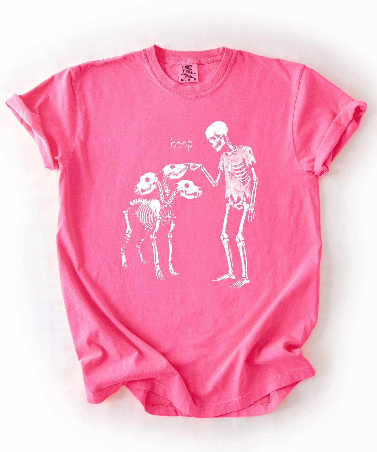 Neon Pink garment-dyed Boop Skeleton Cerberus graphic t-shirt — GodaStudio