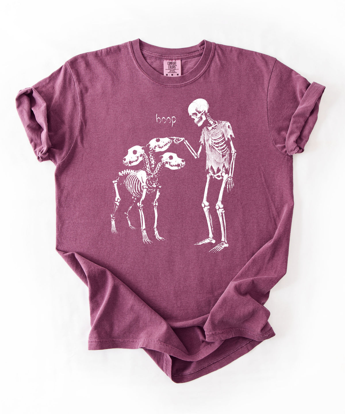 Berry garment-dyed Boop Skeleton Cerberus graphic t-shirt — GodaStudio