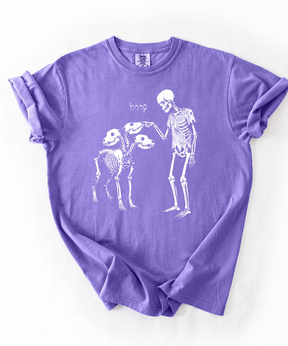 Violet garment-dyed Boop Skeleton Cerberus graphic t-shirt — GodaStudio
