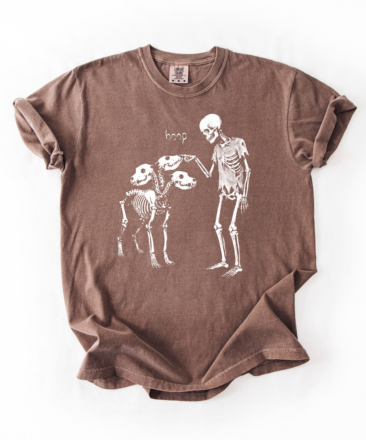Espresso garment-dyed Boop Skeleton Cerberus graphic t-shirt — GodaStudio