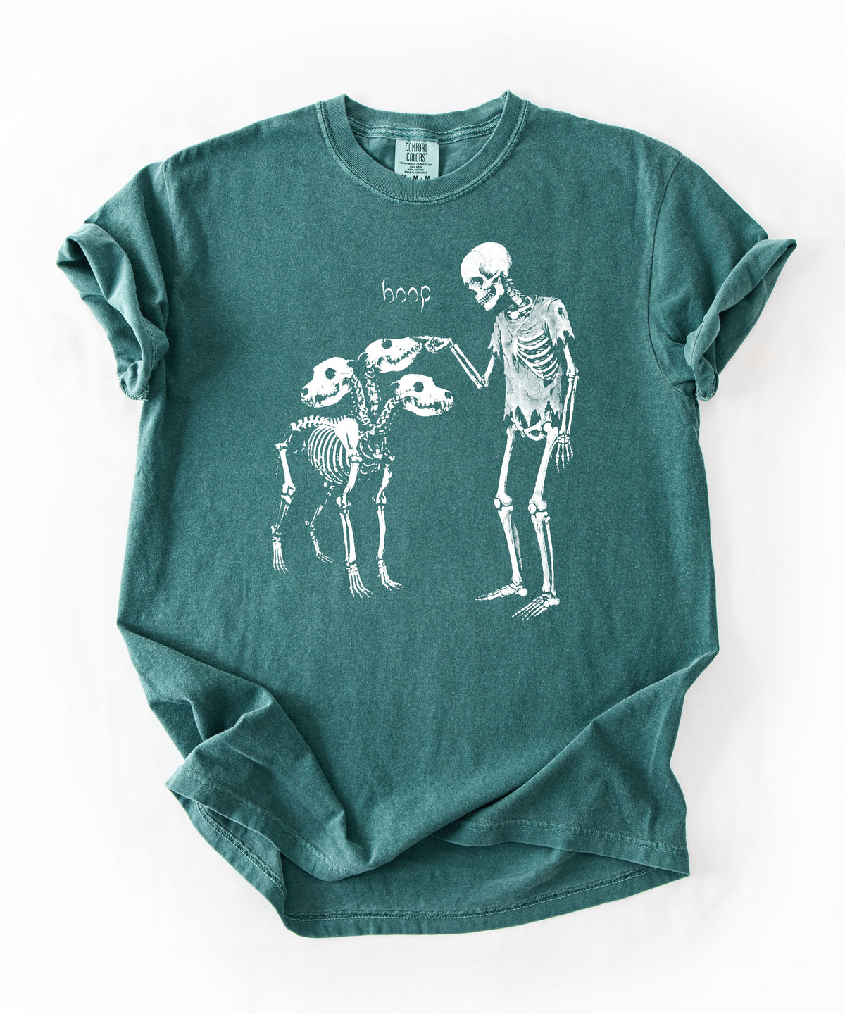 Blue Spruce garment-dyed Boop Skeleton Cerberus graphic t-shirt — GodaStudio