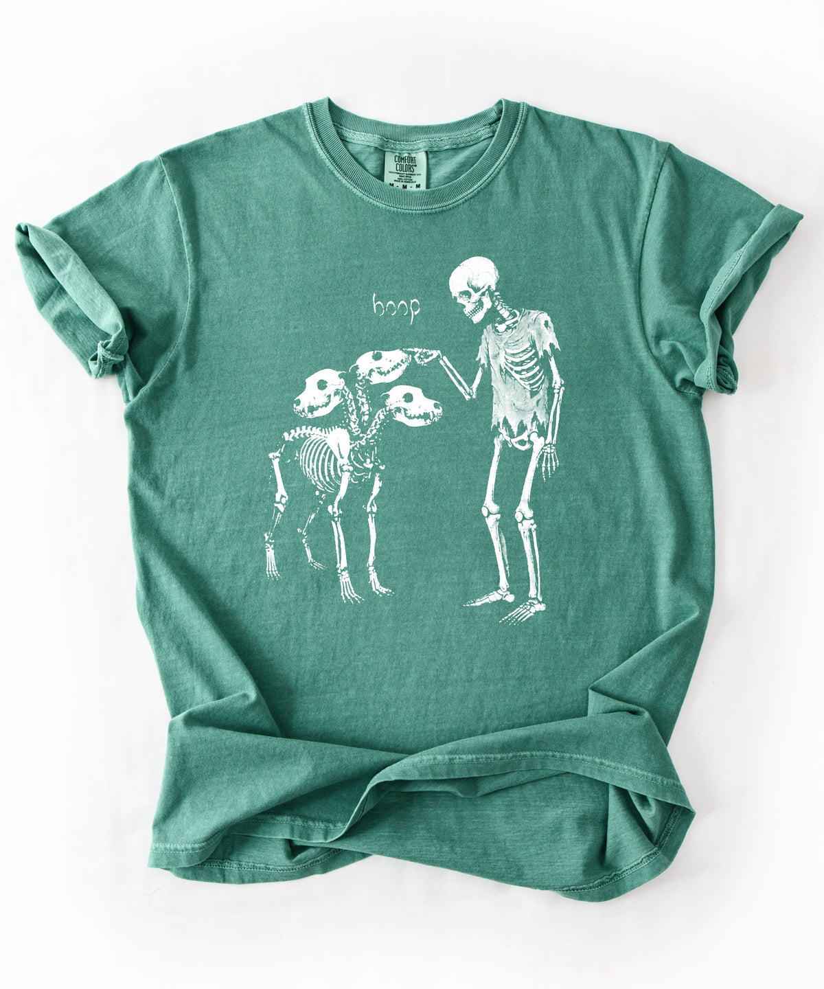 Light Green garment-dyed Boop Skeleton Cerberus graphic t-shirt — GodaStudio