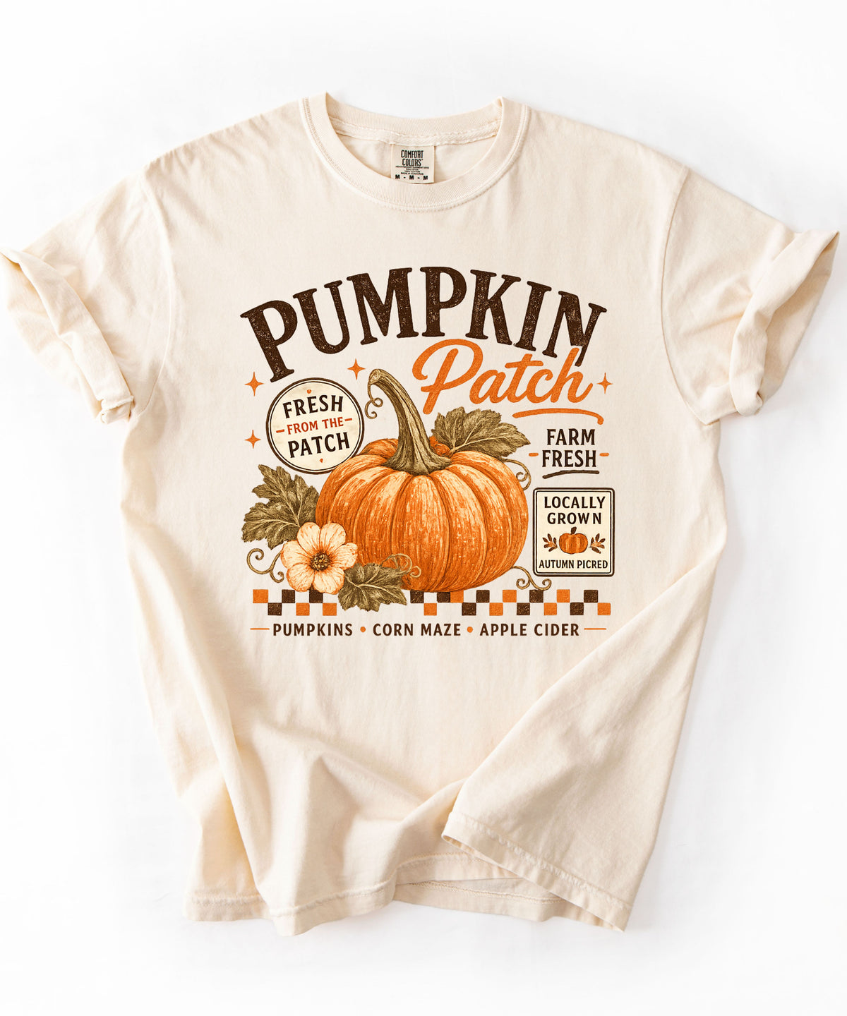 Farm fresh pumpkin patch graphic tee in Ivory — heavyweight garment-dyed cotton t-shirt
