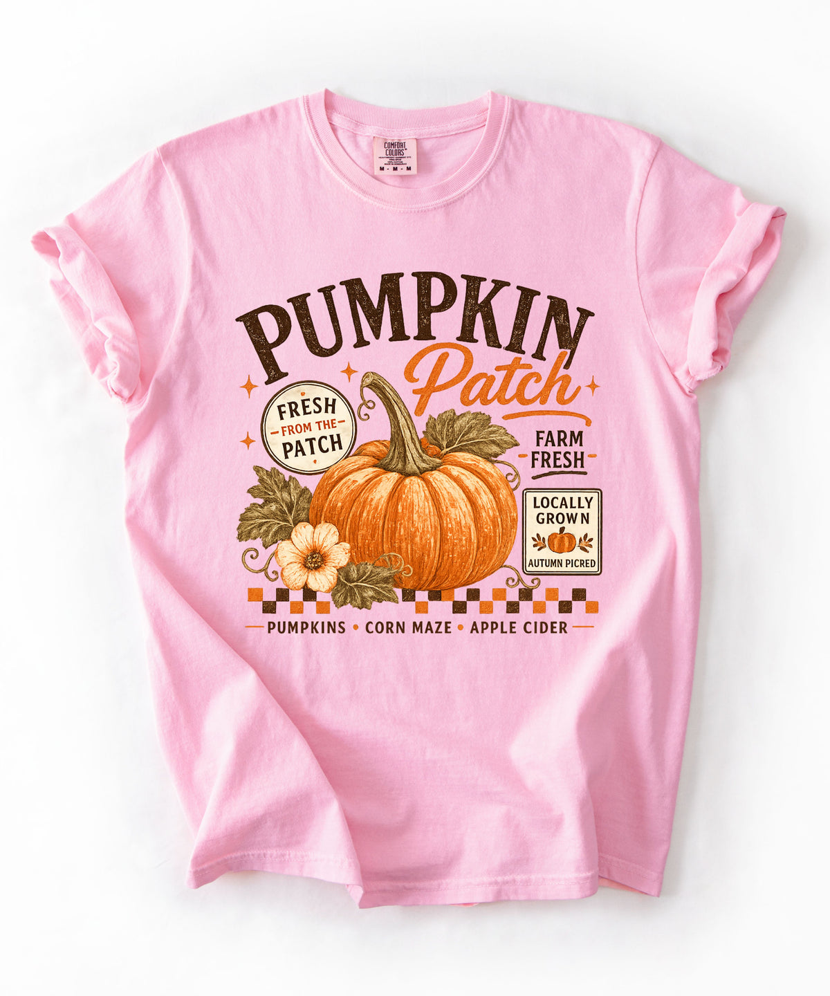 Farm fresh pumpkin patch graphic tee in Blossom — heavyweight garment-dyed cotton t-shirt