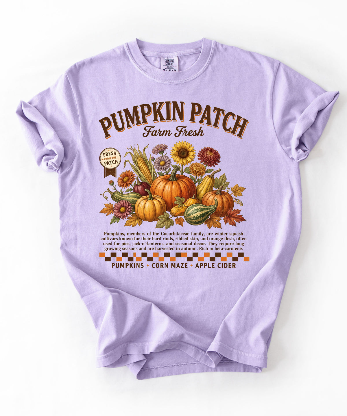 Farm fresh pumpkin patch graphic tee in Orchid — heavyweight garment-dyed cotton t-shirt