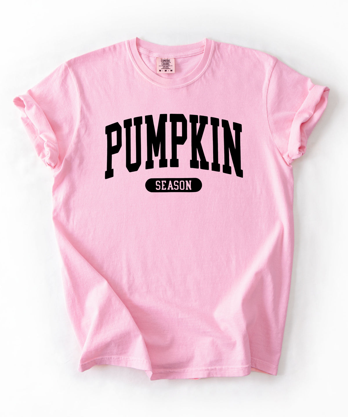 Pumpkin Season T-Shirt in Blossom – garment-dyed graphic tee with collegiate lettering