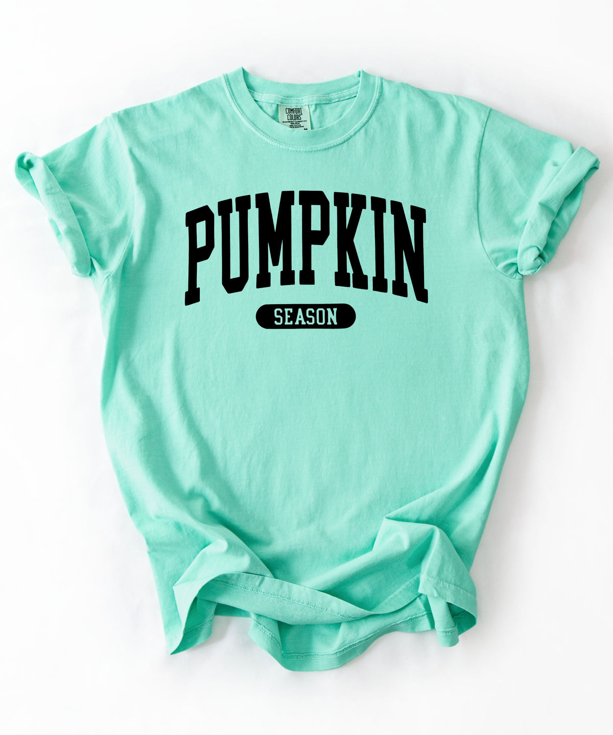 Pumpkin Season T-Shirt in Island Reef – garment-dyed graphic tee with collegiate lettering
