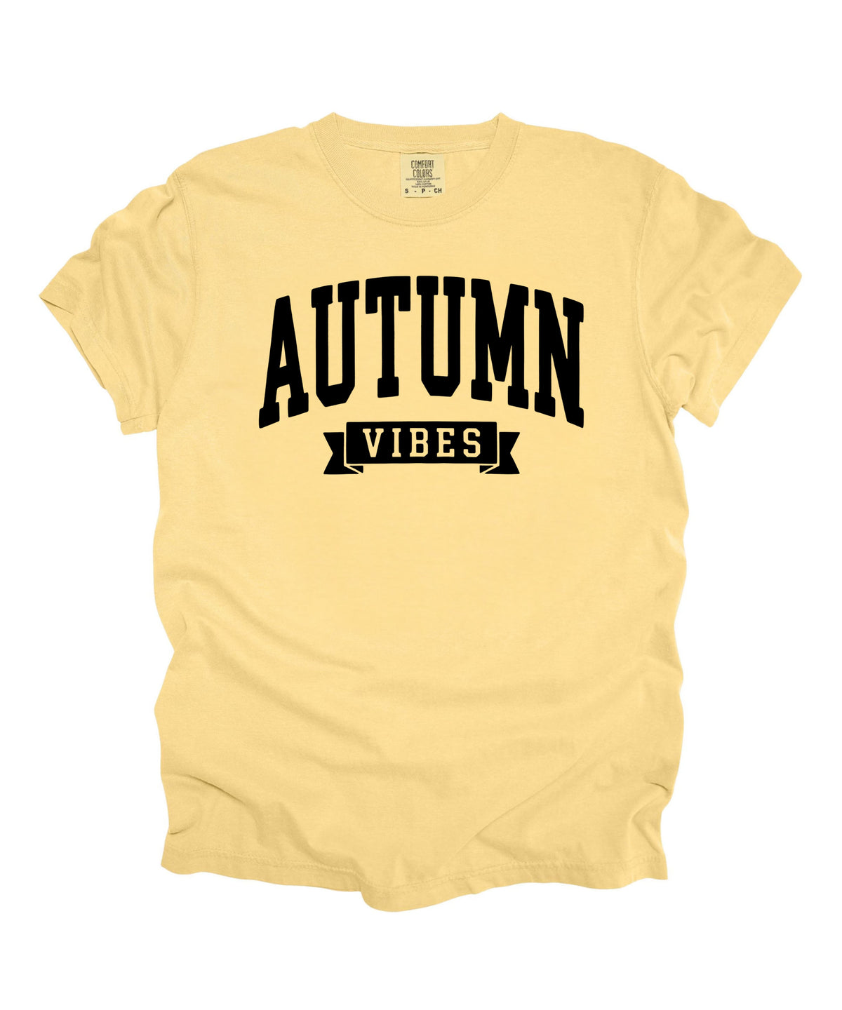Autumn Vibes graphic tee in Butter — heavyweight garment-dyed Comfort Colors shirt with fall chest print