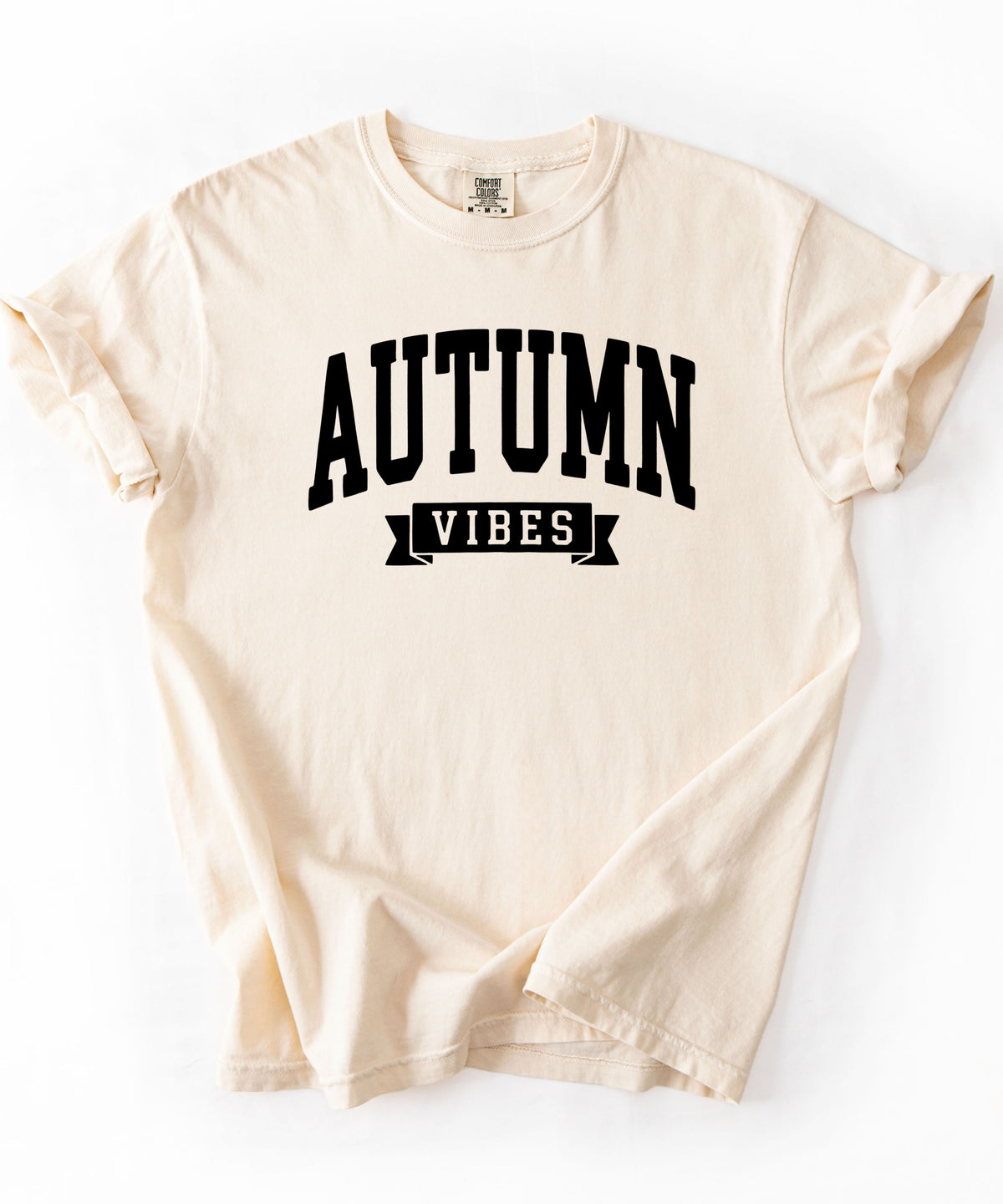 Autumn Vibes graphic tee in Ivory — heavyweight garment-dyed Comfort Colors shirt with fall chest print