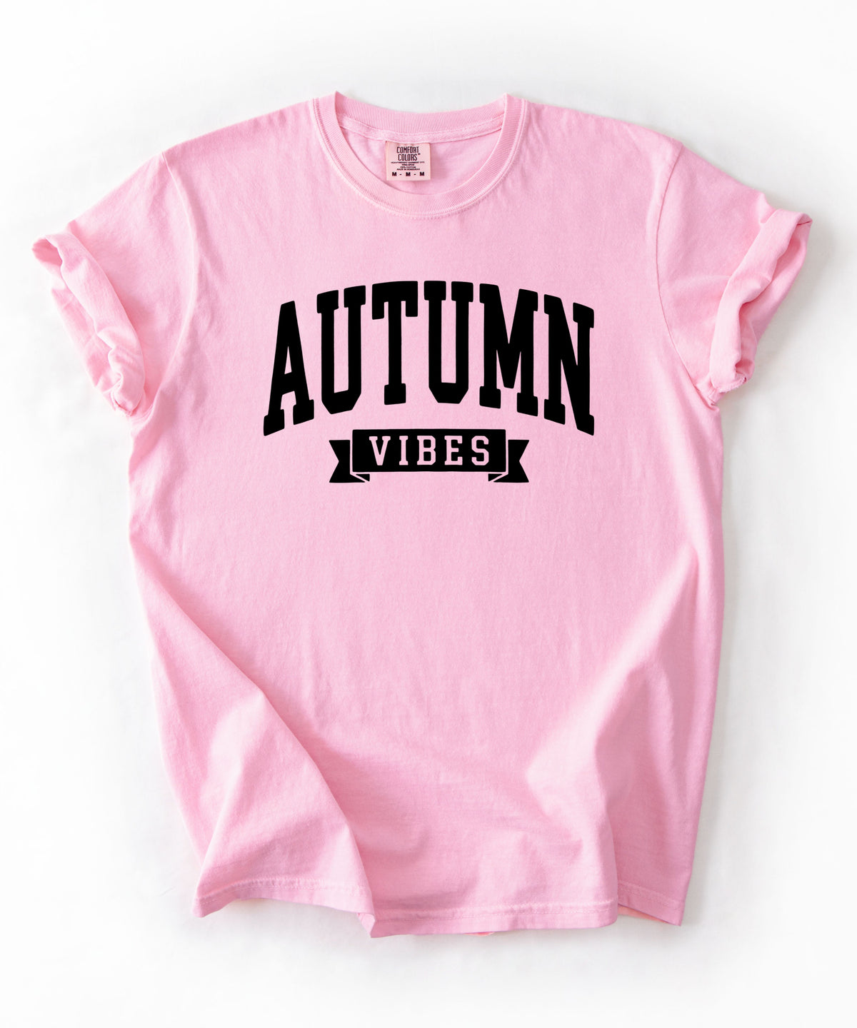 Autumn Vibes graphic tee in Blossom — heavyweight garment-dyed Comfort Colors shirt with fall chest print