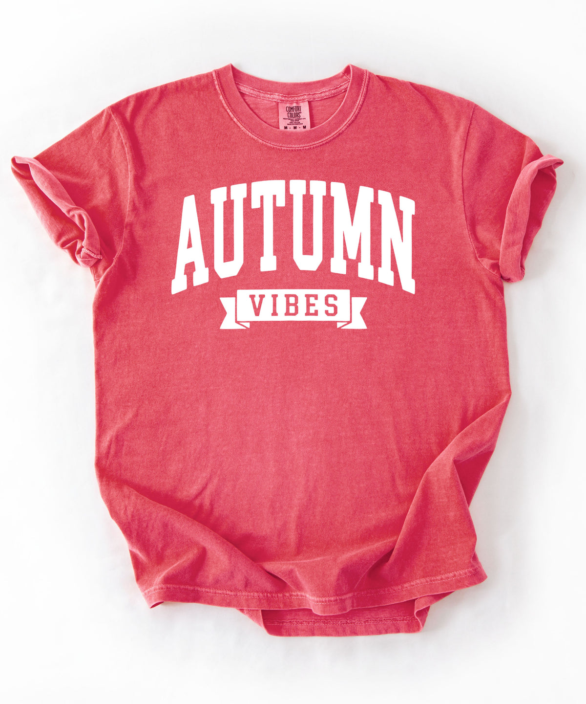 Autumn Vibes graphic tee in Watermelon— heavyweight garment-dyed Comfort Colors shirt with fall chest print