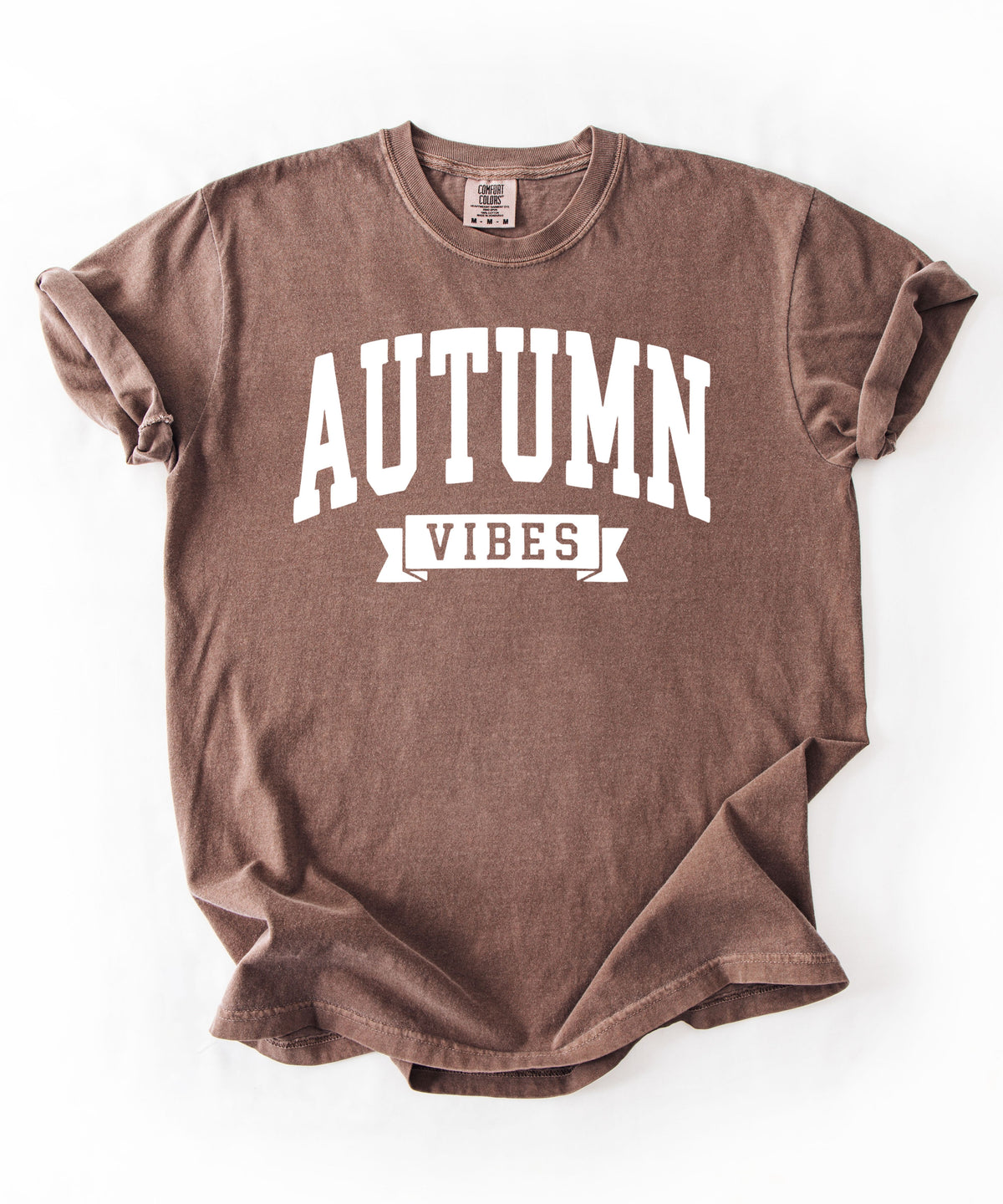 Autumn Vibes graphic tee in Espresso — heavyweight garment-dyed Comfort Colors shirt with fall chest print