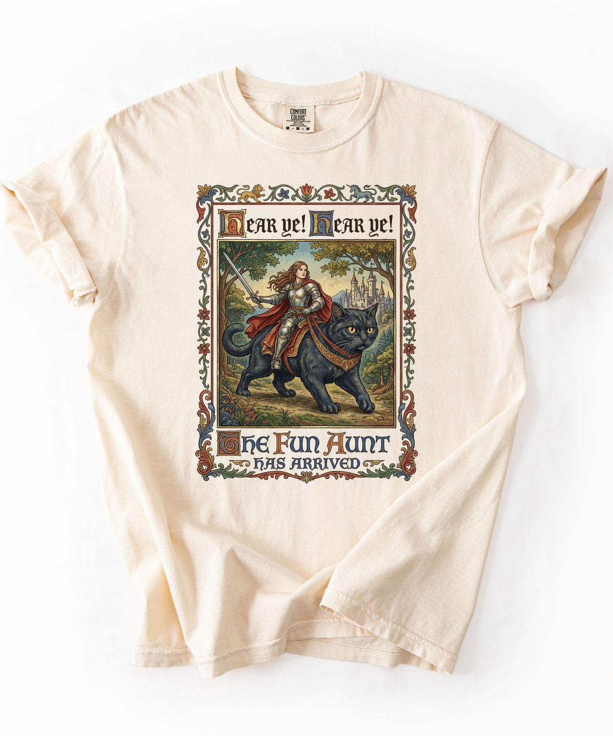 The Fun Aunt Has Arrived graphic tee in Ivory — heavyweight garment-dyed vintage storybook shirt
