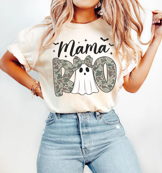 Mama And Daddy Boo T-Shirt — Camo Ghost Halloween Tee for Moms and Dads