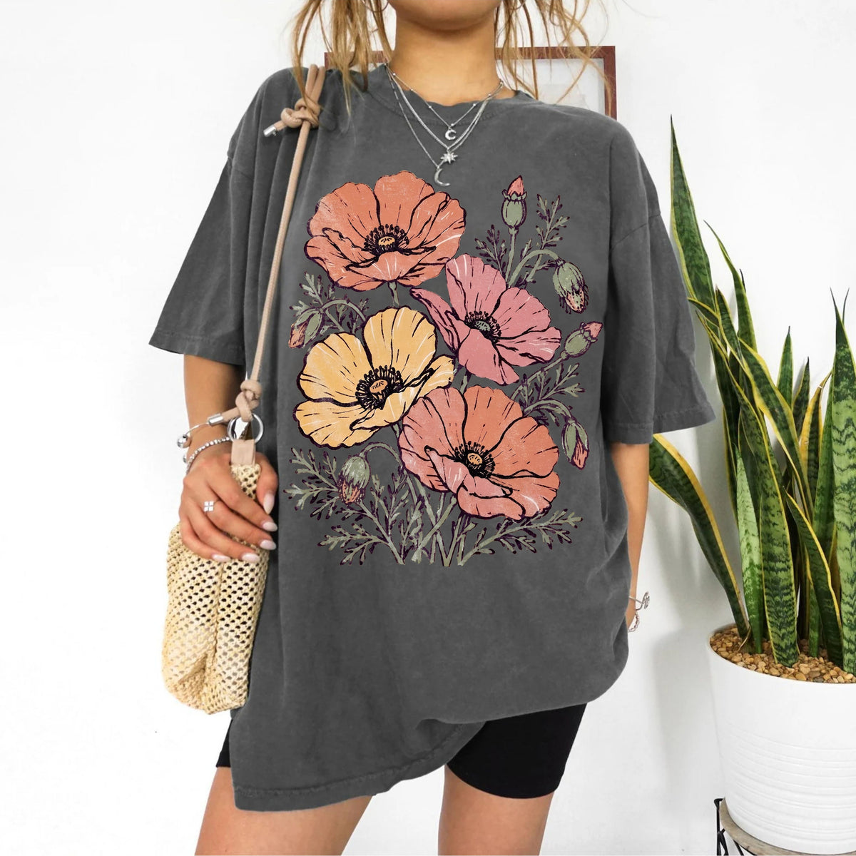 Floral Poppy Bouquet T-Shirt — Vintage Wildflower Graphic Tee