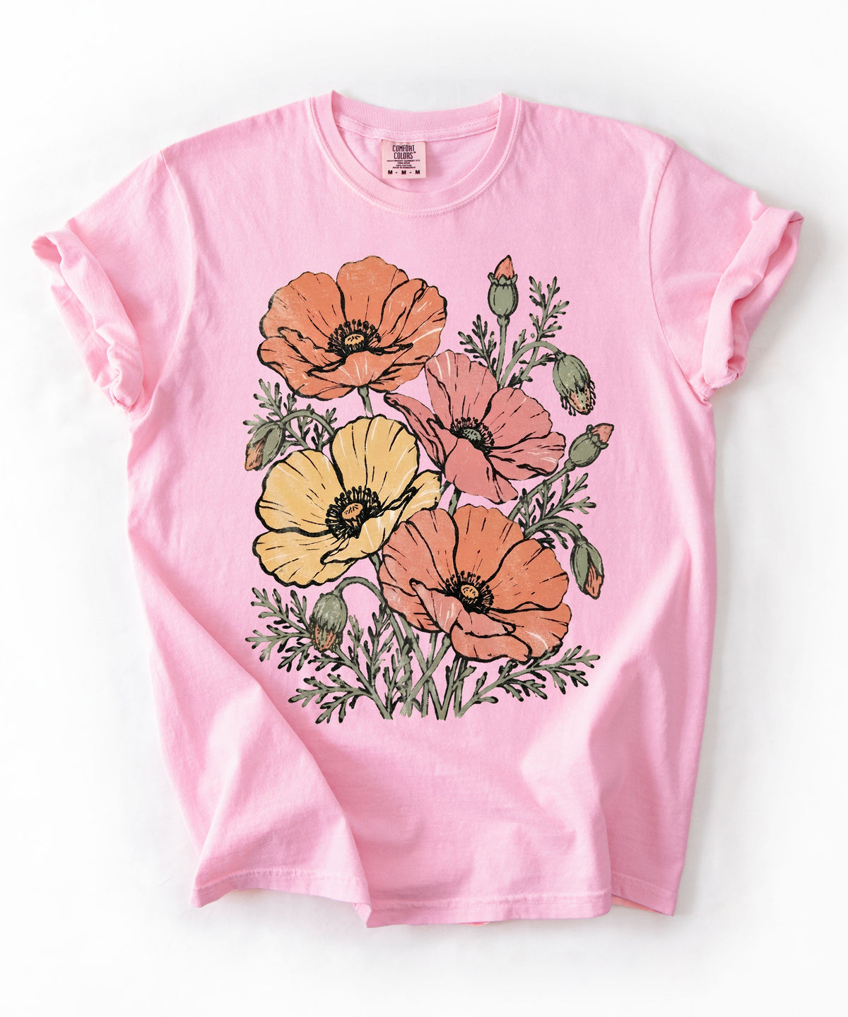 Floral Poppy Bouquet T-Shirt — Vintage Wildflower Graphic Tee