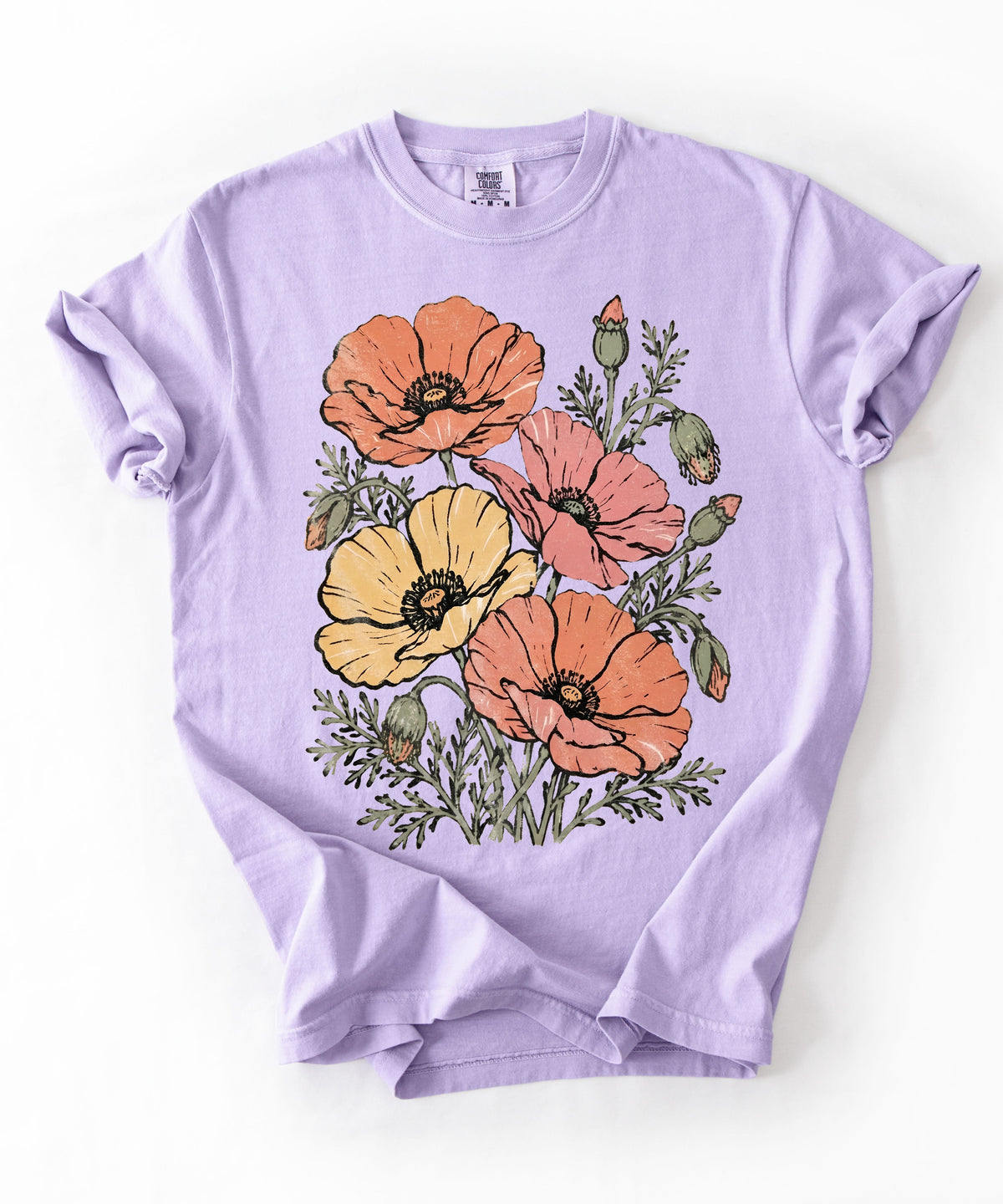 Floral Poppy Bouquet T-Shirt — Vintage Wildflower Graphic Tee