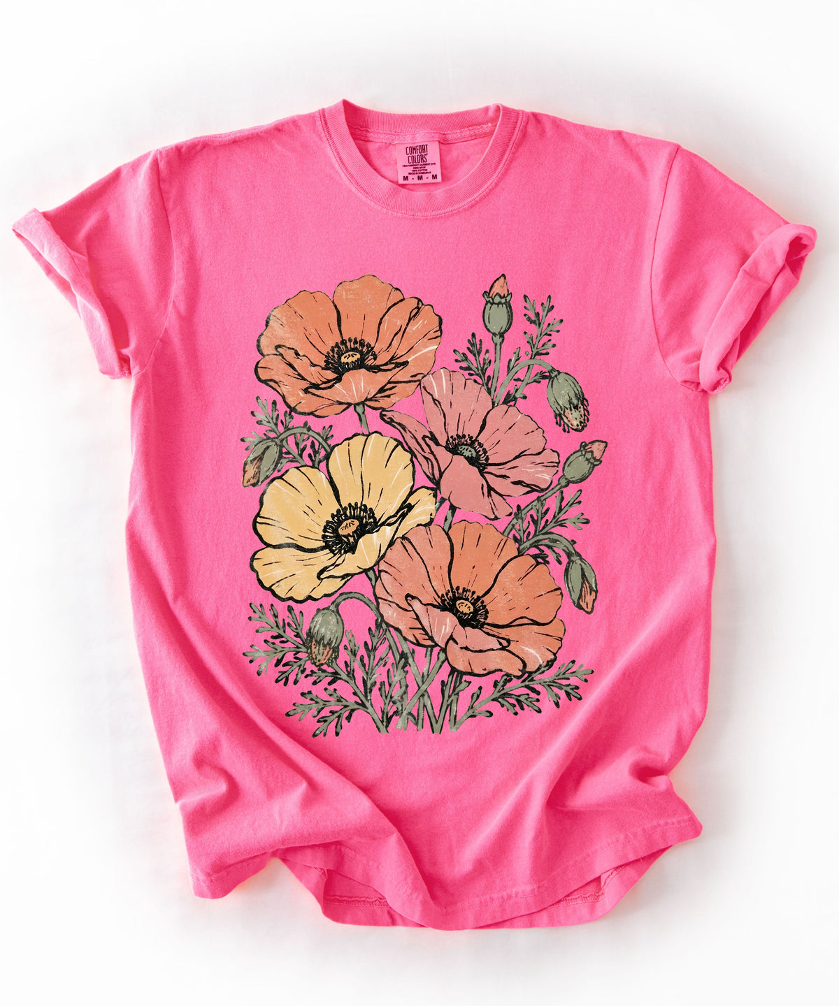 Floral Poppy Bouquet T-Shirt — Vintage Wildflower Graphic Tee