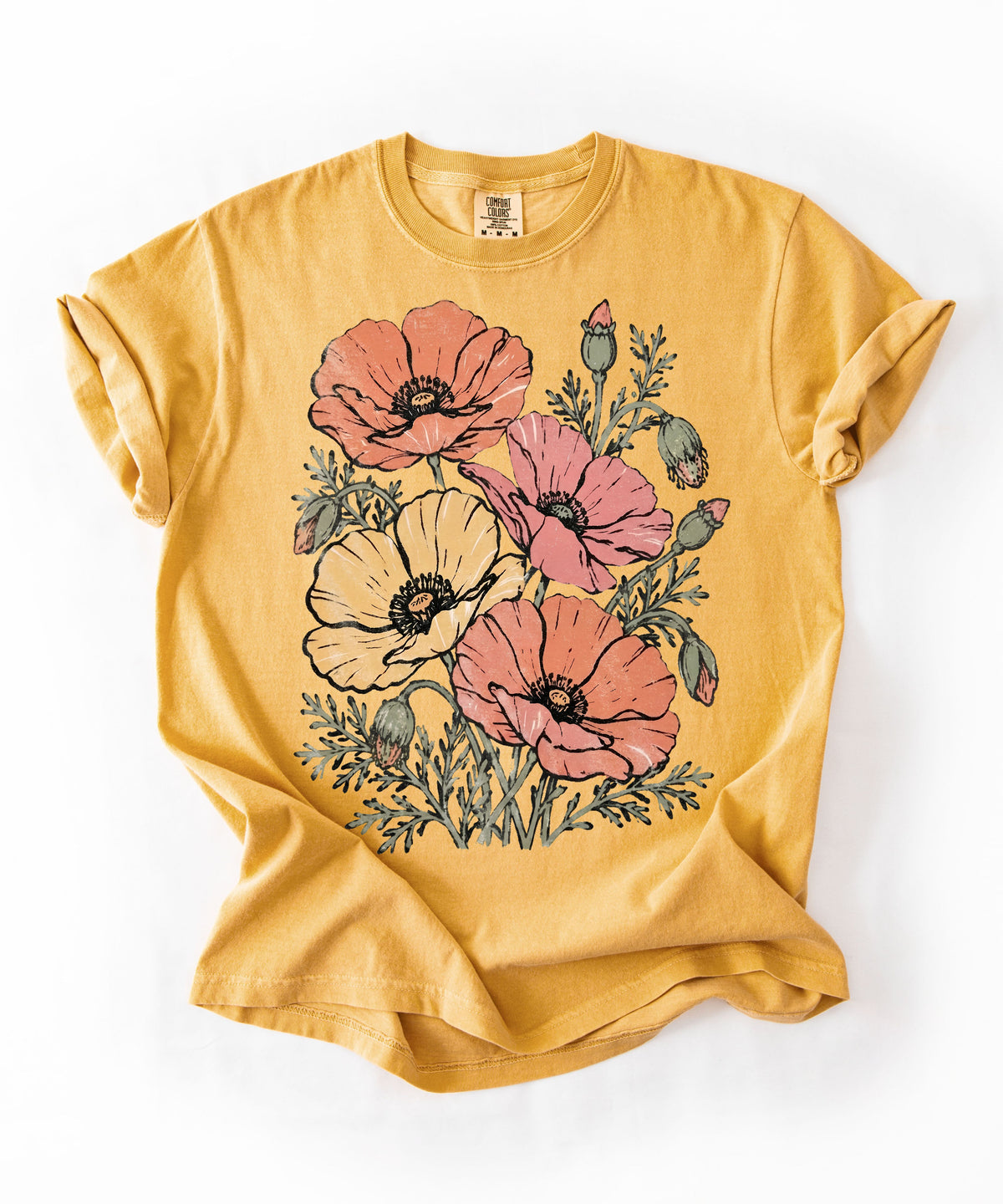Floral Poppy Bouquet T-Shirt — Vintage Wildflower Graphic Tee