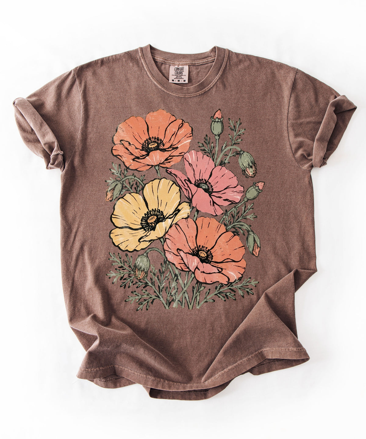 Floral Poppy Bouquet T-Shirt — Vintage Wildflower Graphic Tee