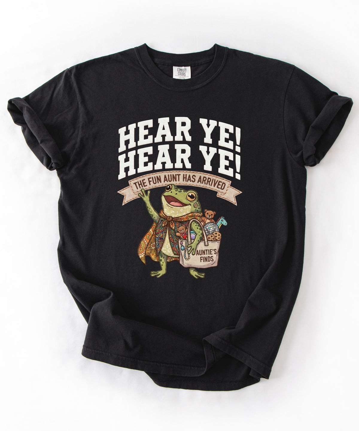 Frog Bard T-Shirt — “The Fun Aunt Has Arrived” Medieval Fantasy Tee