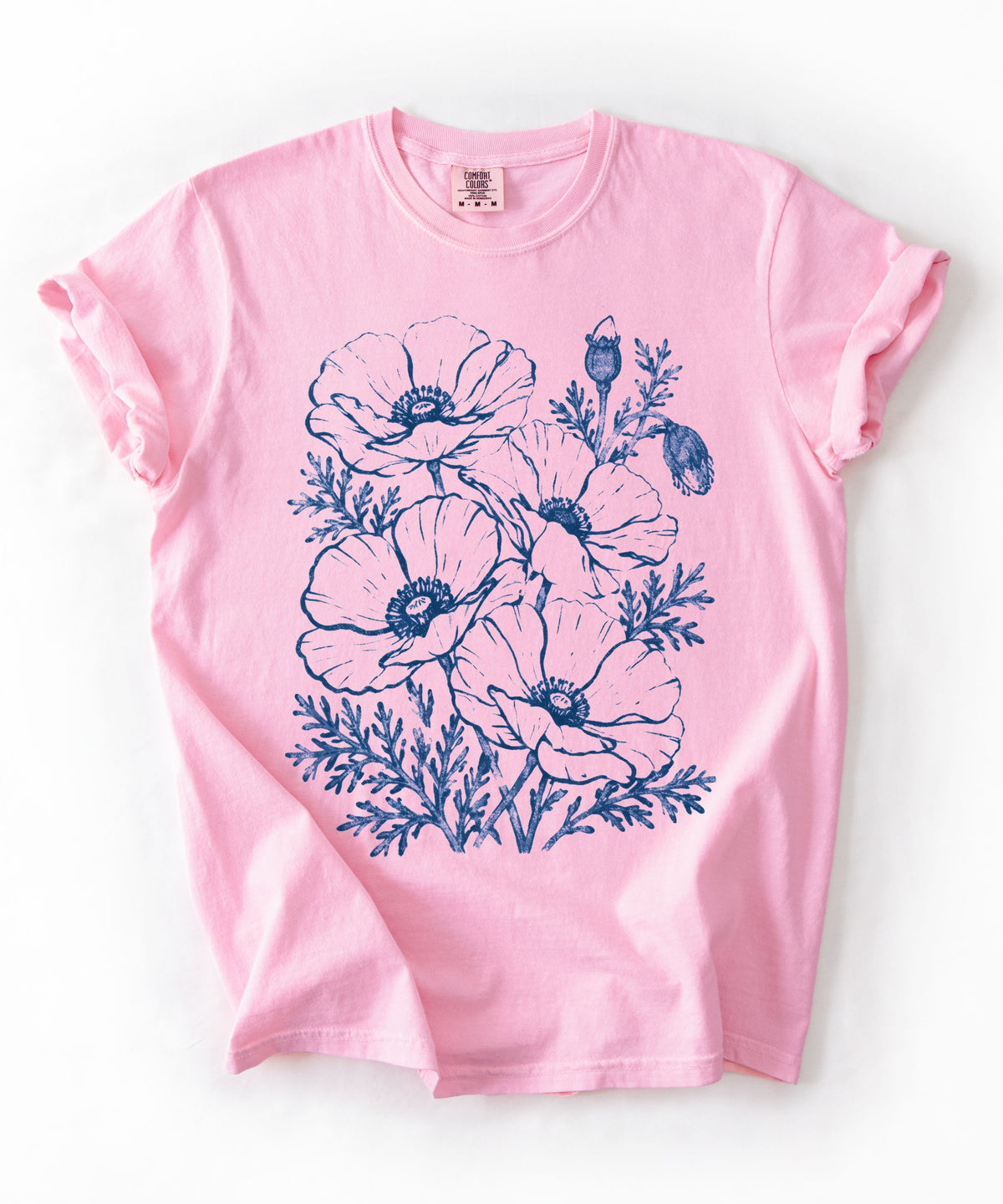 Floral Poppy Sketch T-Shirt — Vintage Botanical Tee