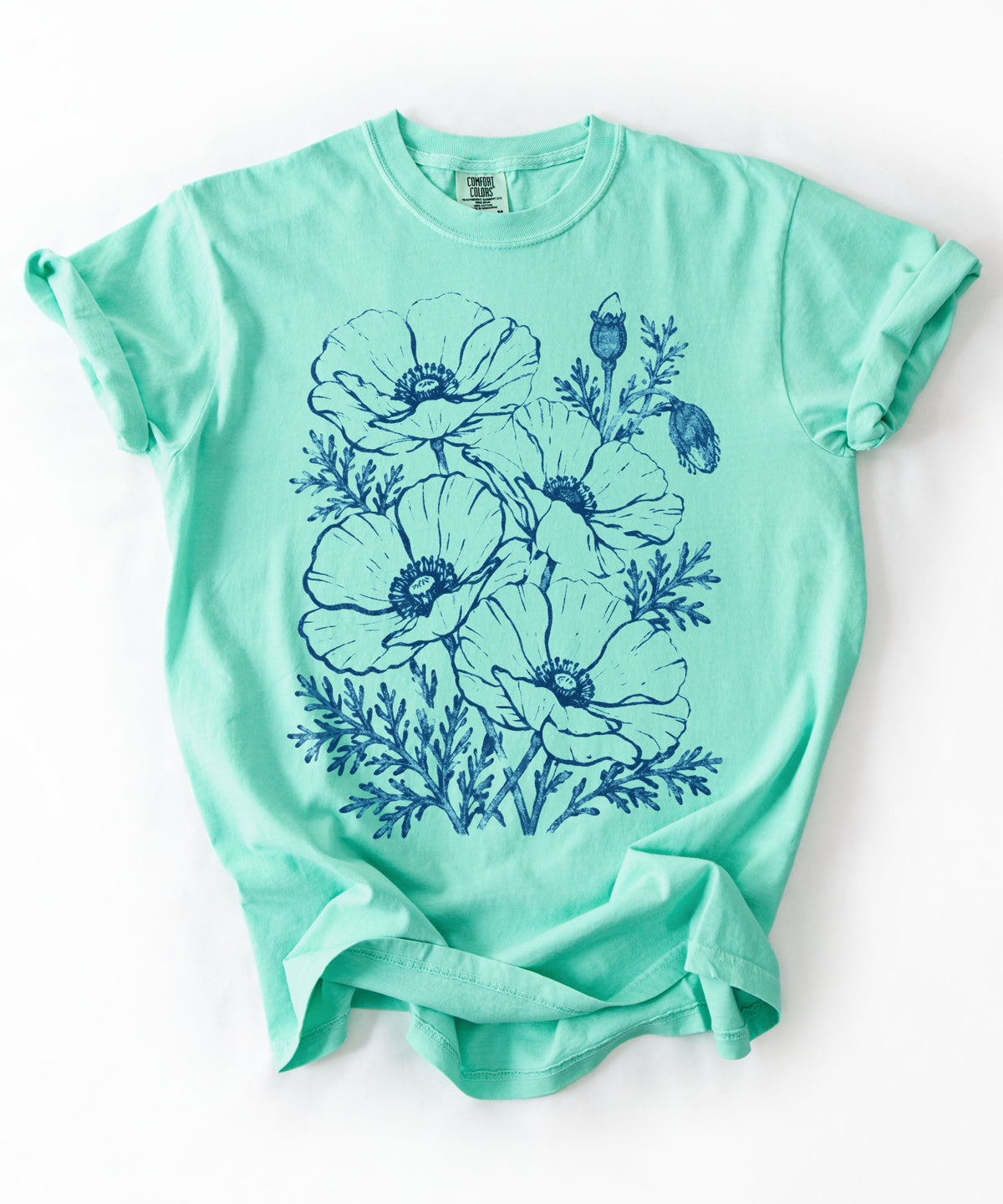 Floral Poppy Sketch T-Shirt — Vintage Botanical Tee