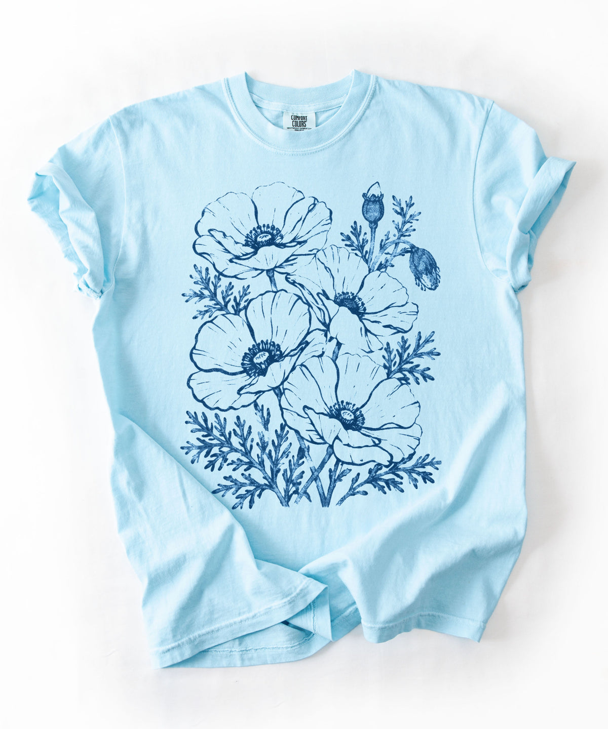 Floral Poppy Sketch T-Shirt — Vintage Botanical Tee