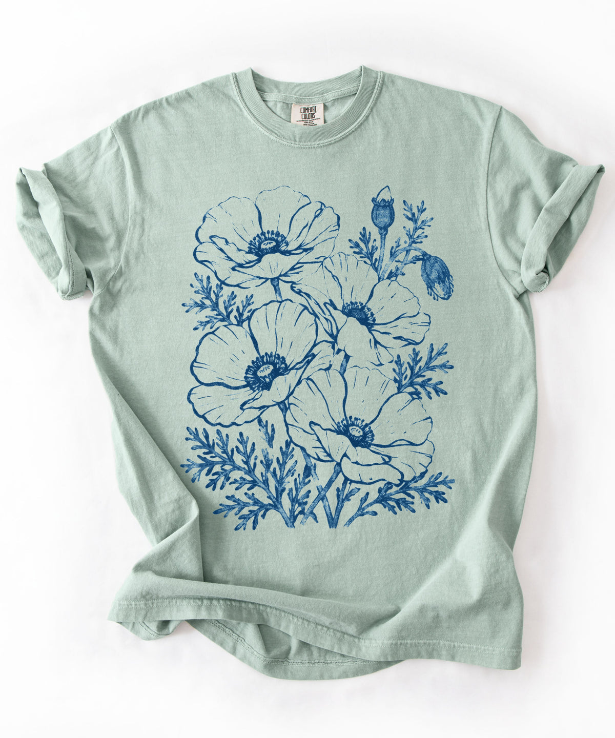 Floral Poppy Sketch T-Shirt — Vintage Botanical Tee