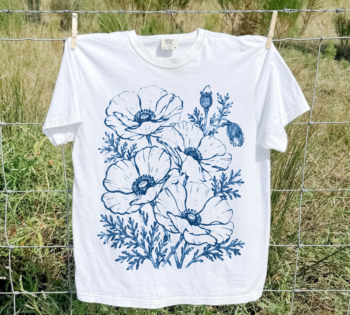 Floral Poppy Sketch T-Shirt — Vintage Botanical Tee