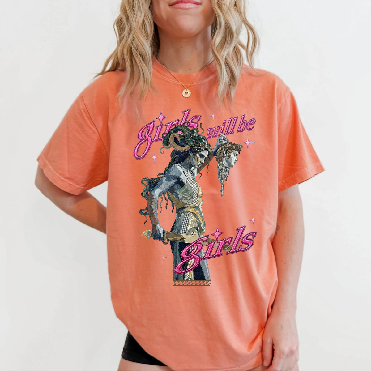 "Girls Will Be Girls" Medusa Graphic T-Shirt