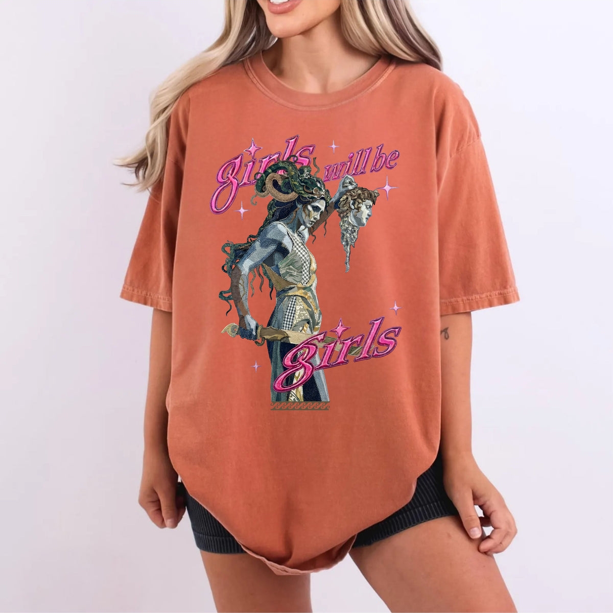 "Girls Will Be Girls" Medusa Graphic T-Shirt
