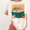 IVORY Comfort Colors T-shirt with dog, cat, and hamster reading a book together