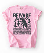 Beware Bear Graphic T-Shirt — Funny Camping Outdoors Tee
