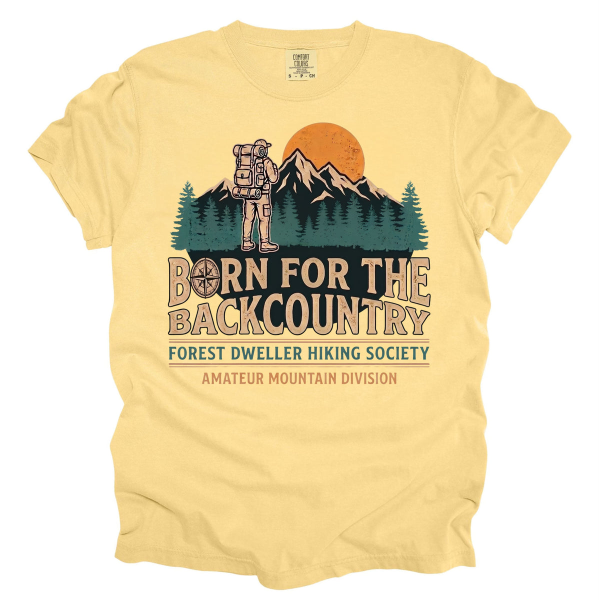 Born for the Back Country amateur division tee in Butter  garment-dyed cotton