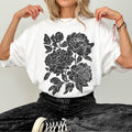 Peony floral print t-shirt, White garment-dyed heavyweight tee