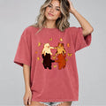 Crimson  Hunny Bear T-Shirt featuring four bears holding paws around a honey pot, surrounded by golden butterflies