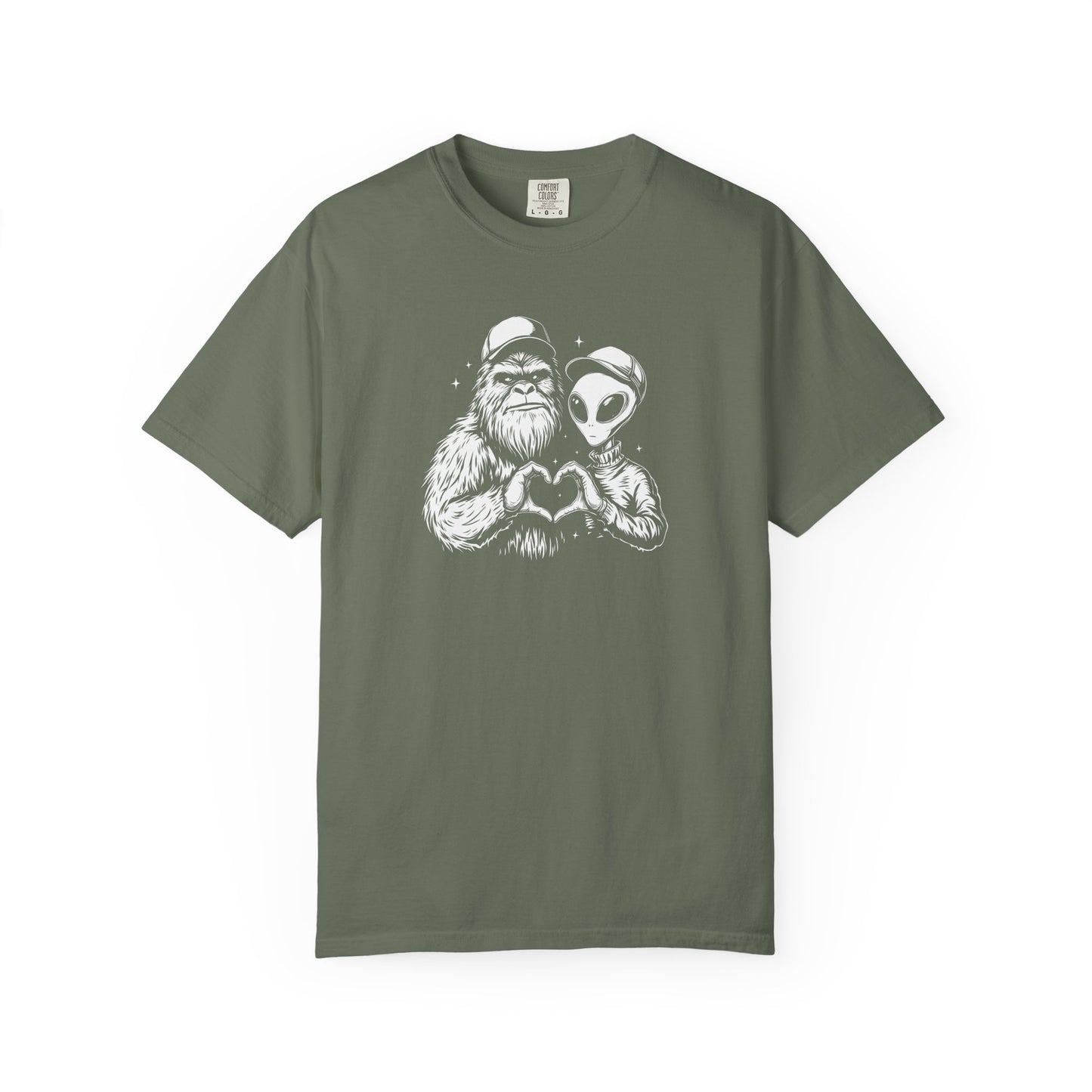 Bigfoot and Alien Heart T-shirt