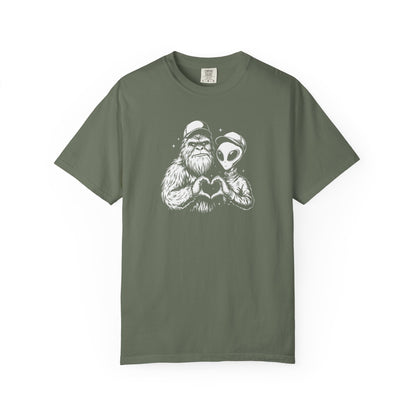 Bigfoot and Alien Heart T-shirt