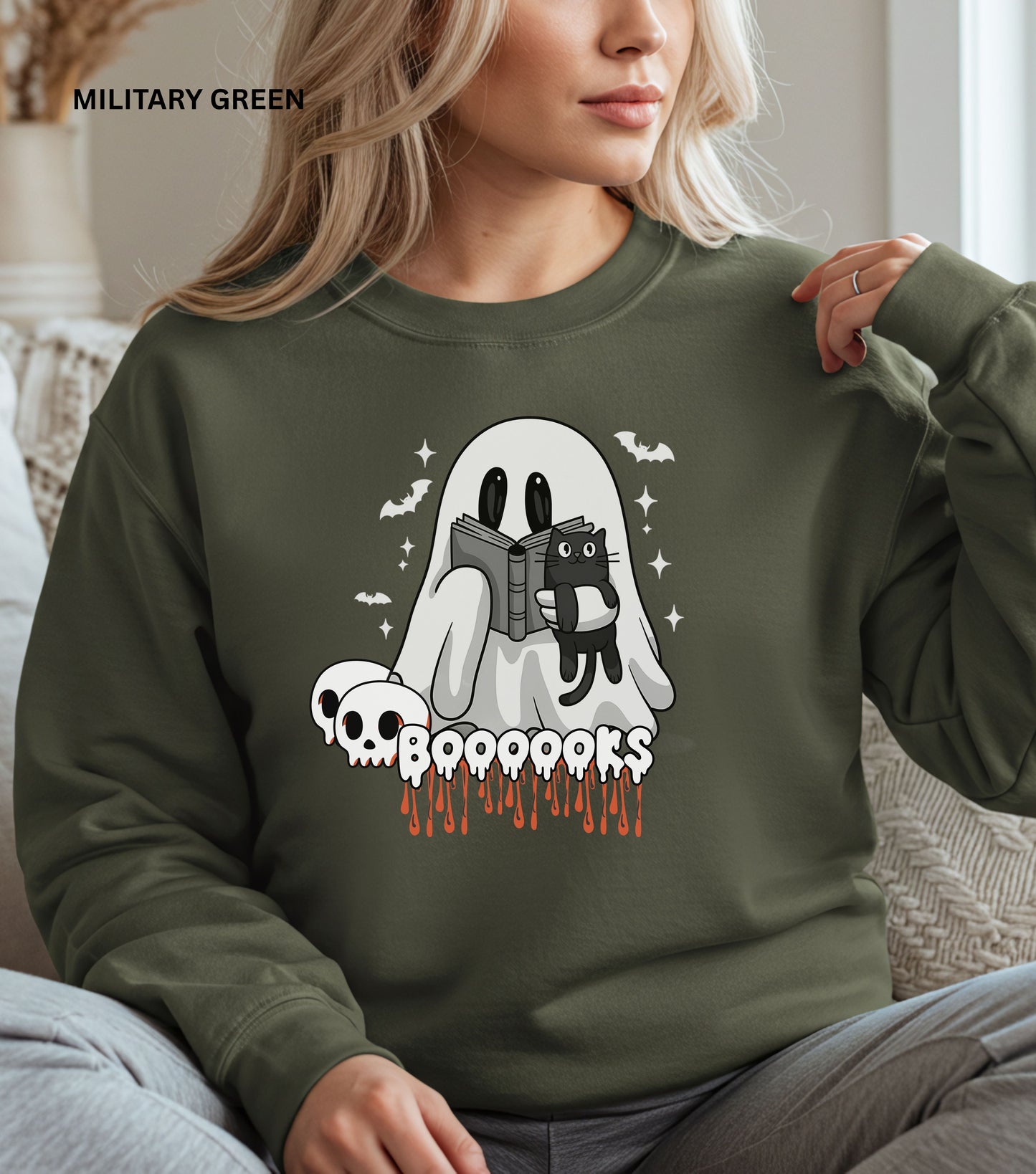 Cute Reading Ghost Sweatshirt