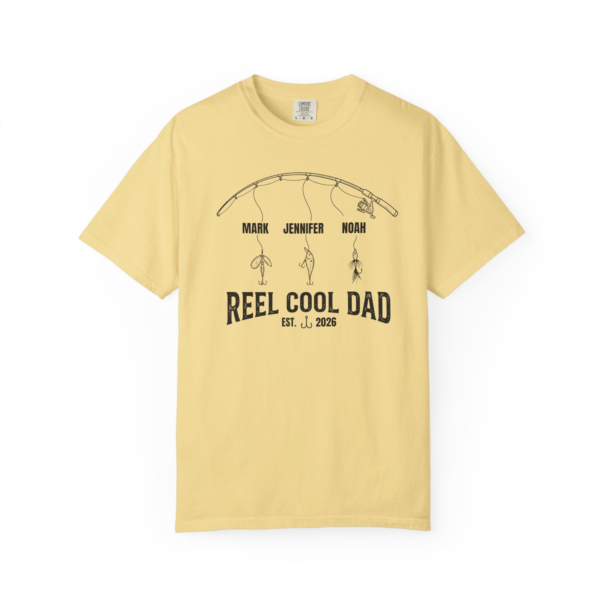 Butter t-shirt with fishing graphic and text on a white background