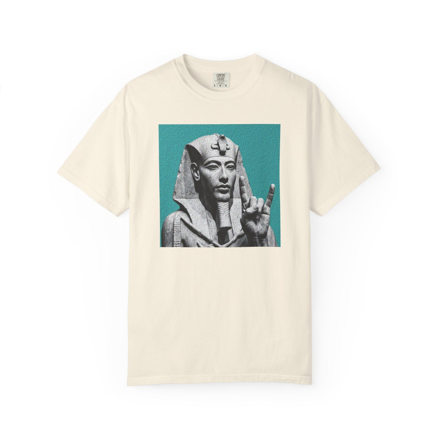 Egyptian Pharaoh Graphic T-Shirt in Ivory— vintage Egyptian statue graphic, garment-dyed heavyweight cotton tee
