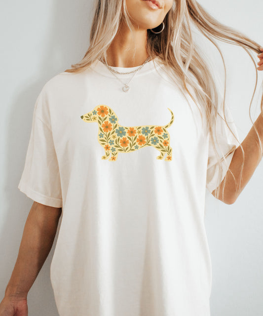 Dachshund Comfort Colors® Floral shirt