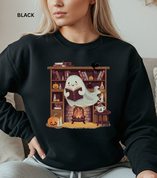 Book Lover Ghost Halloween Sweatshirt
