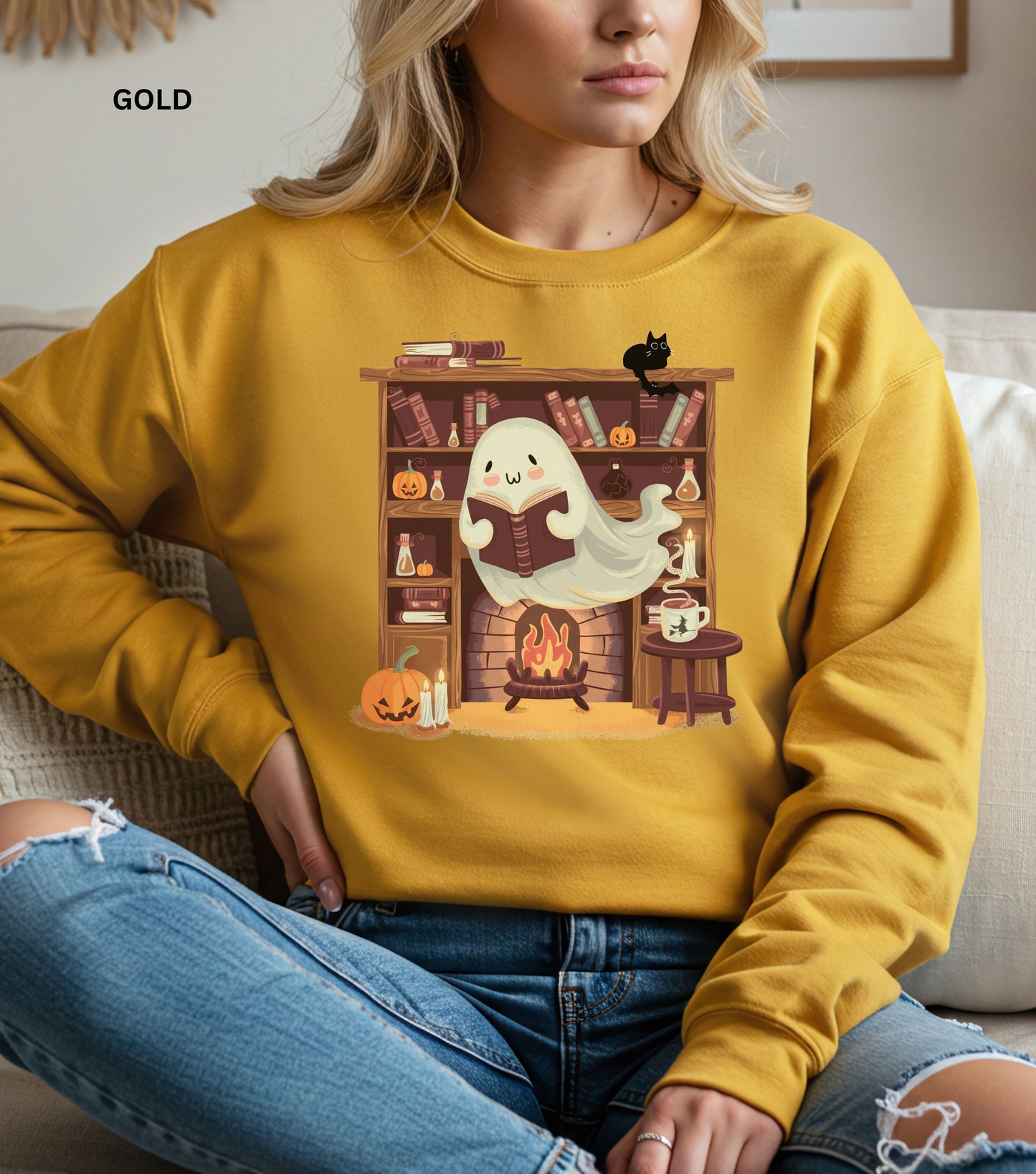 Book Lover Ghost Halloween Sweatshirt