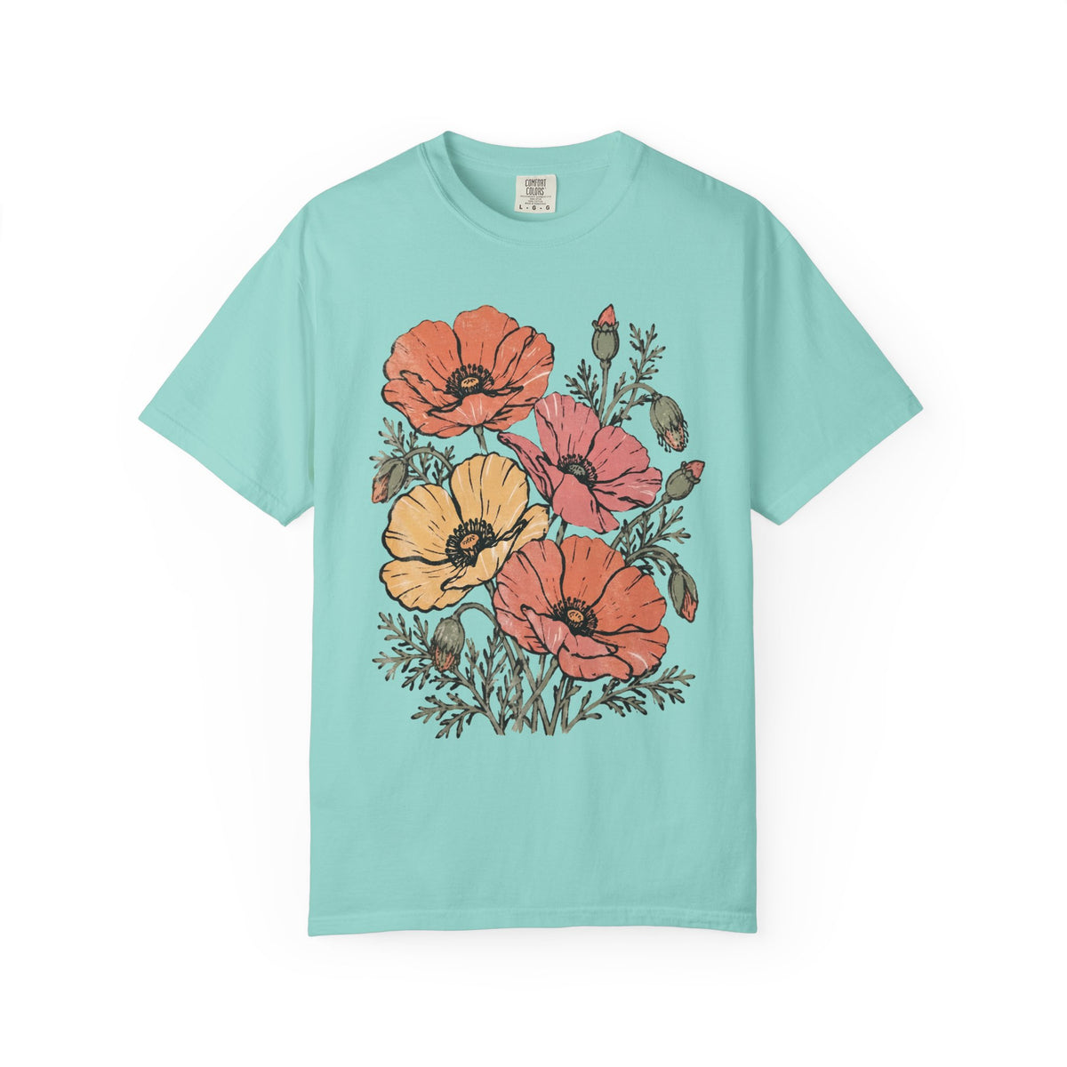 Floral Poppy Bouquet T-Shirt — Vintage Wildflower Graphic Tee